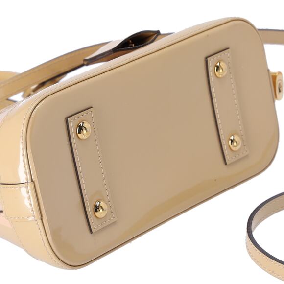 Louis Vuitton Alma BB Monogram Vernis Rayures Handbag Dune Pink Patent Leather - Picture 5 of 9